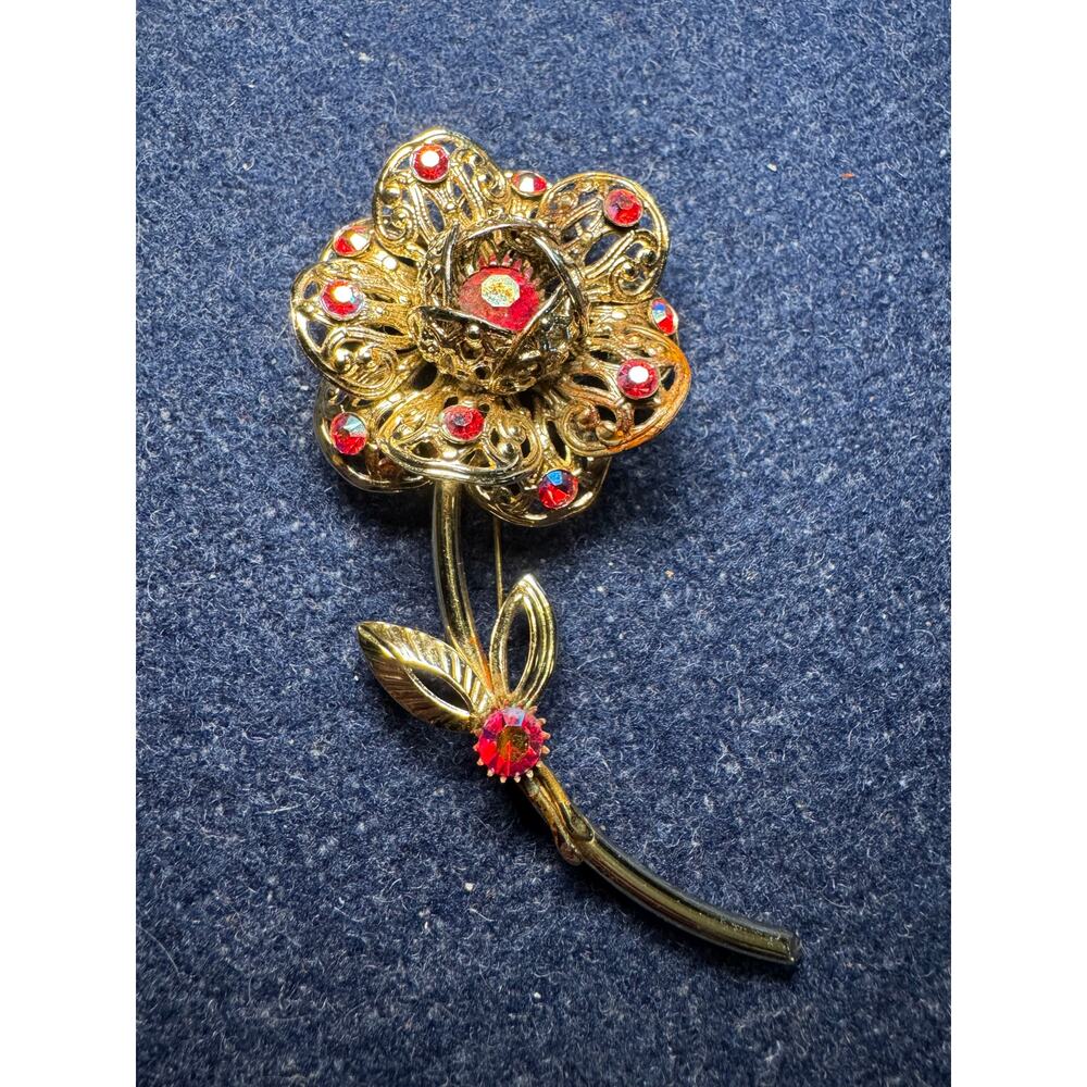 Vintage Sarah Coventry Rhinestone Flower Statement Brooch - Picture 2 of 6